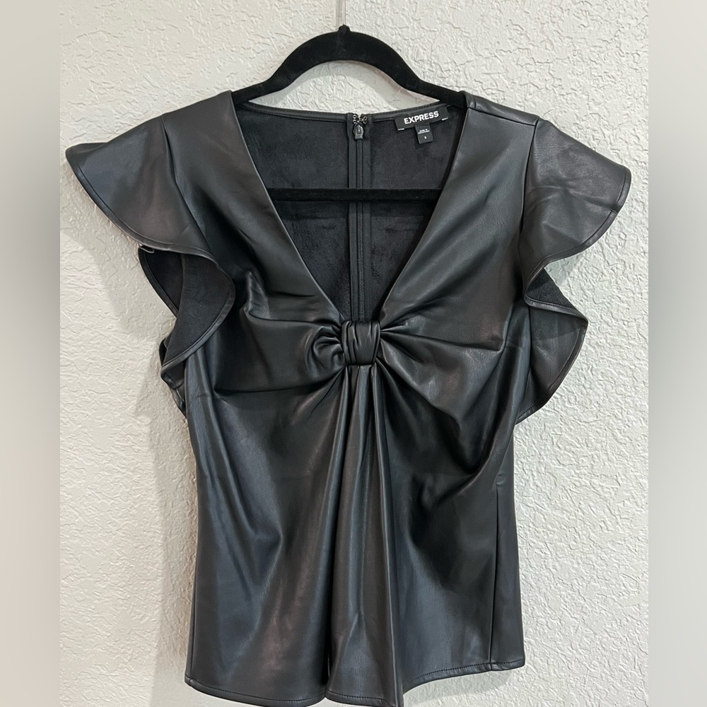 Express black faux leather top. Size: S
